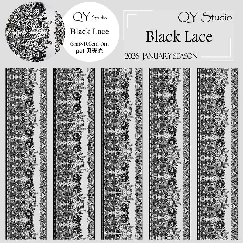QYマステ1月新作Black Lace 6cm×5M 貝殻光