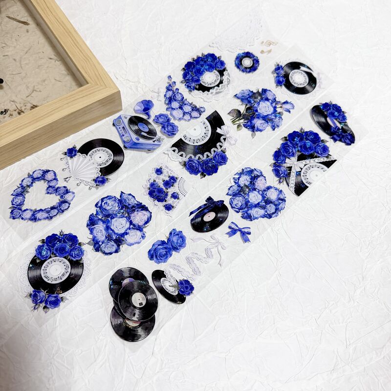 QYマステ2月新作Rosy Records-blue 6cm×5M 貝殻光