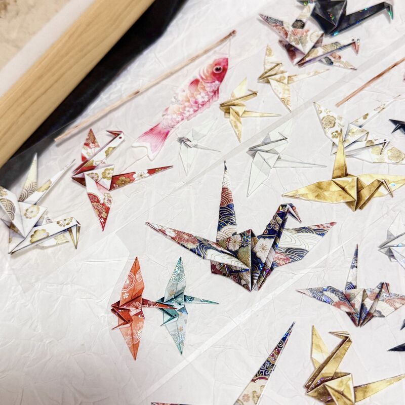 QYマステ12月新作 千羽鶴 貝殻光