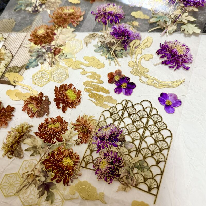 QYマステ5月新作 菊日和・金箔 6cm×5M 立体金箔押し