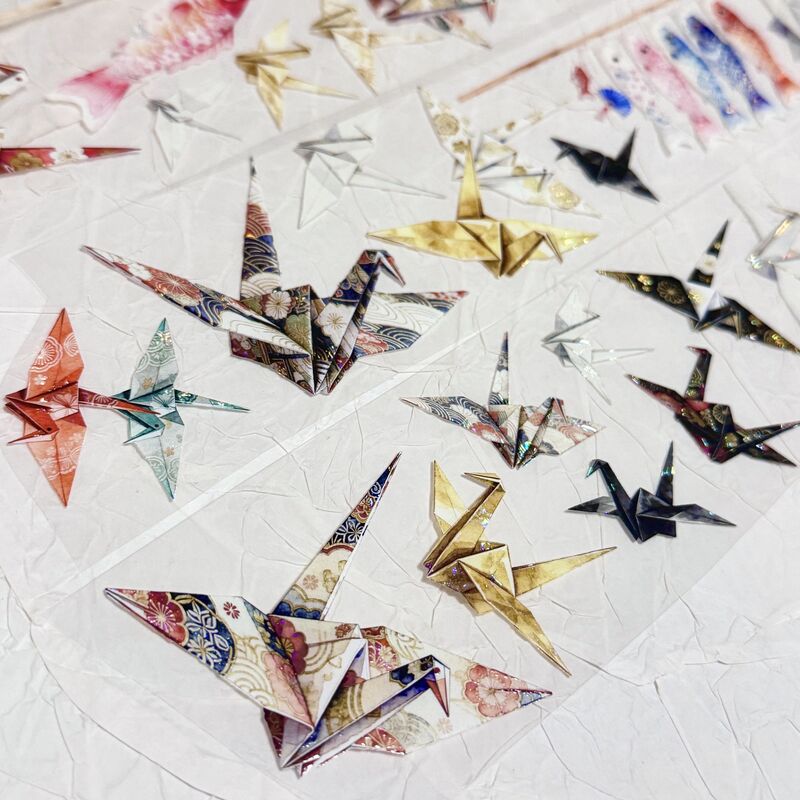 QYマステ12月新作 千羽鶴 貝殻光