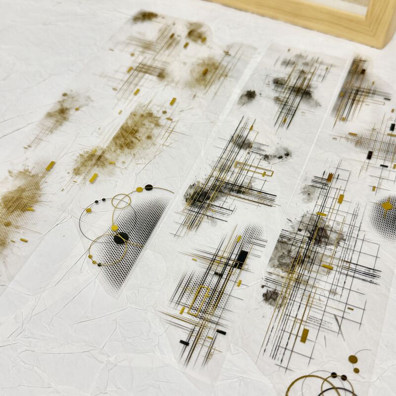 QYマステ5月新作 都市の残像・金箔 6cm×5M 立体金箔押し
