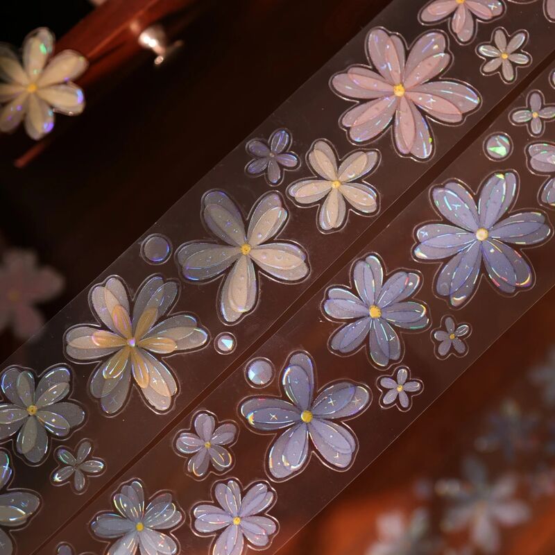 YIERマステ【小花杂货铺】4cm×6M（120cmループ）貝殻光 型抜き