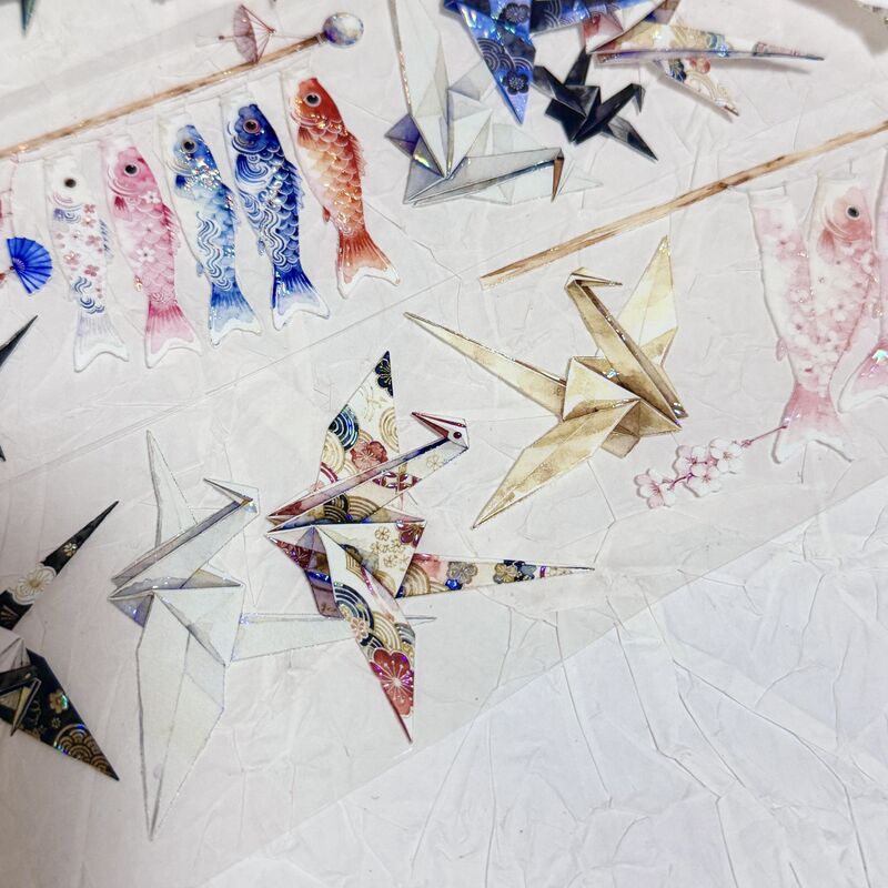 QYマステ12月新作 千羽鶴 貝殻光