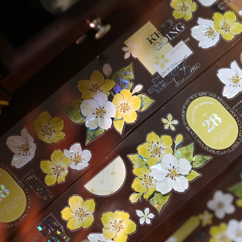 YIERマステ【奶油梨花】5.5cm×6M（150cmループ）貝殻光 型抜き