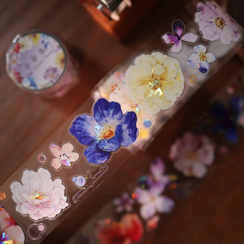 YIERマステ【小彩条】3.5cm×3M（300cmループ） 貝殻光 型抜き