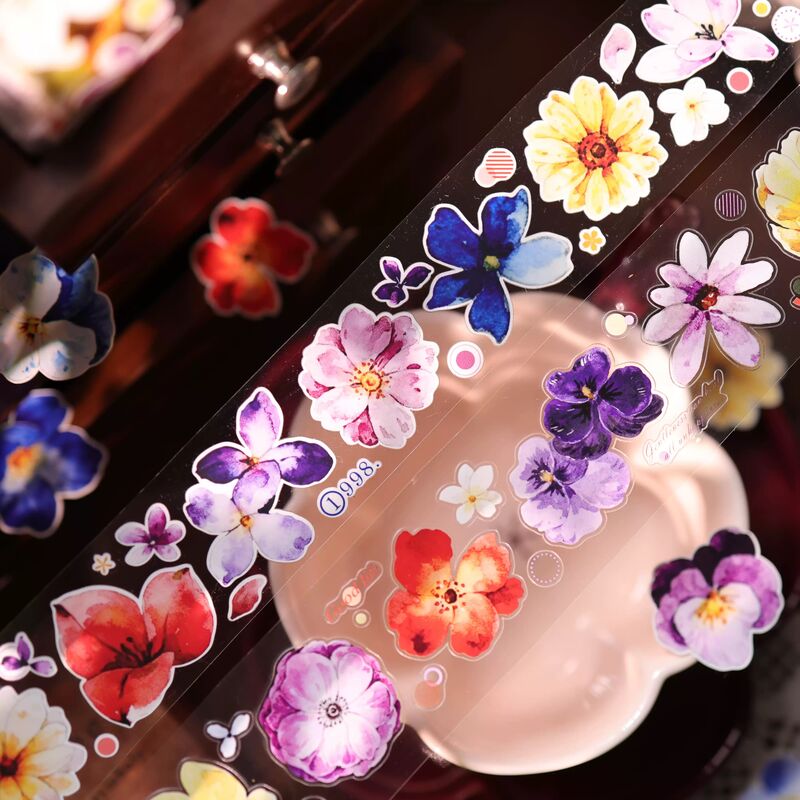 YIERマステ【小彩条】3.5cm×3M（300cmループ） 貝殻光 型抜き