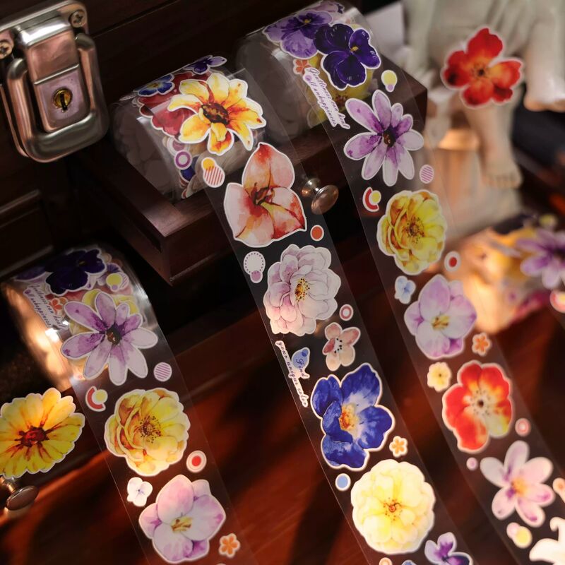 YIERマステ【小彩条】3.5cm×3M（300cmループ） 貝殻光 型抜き