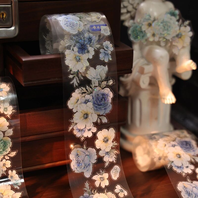 YIERマステ【甜蓝花笺】5.5cm×5M 貝殻光 型抜き