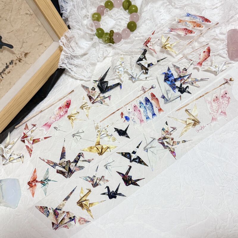 QYマステ12月新作 千羽鶴 貝殻光