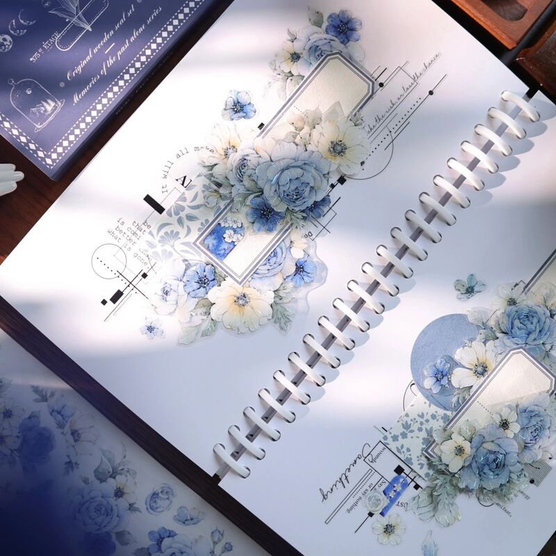 YIERマステ【甜蓝花笺】5.5cm×5M 貝殻光 型抜き