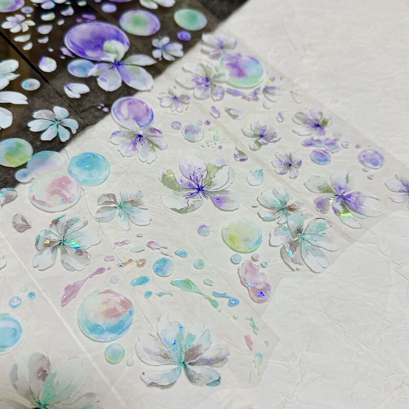 QYマステ5月新作 花と雫 6cm×5M 貝殻光