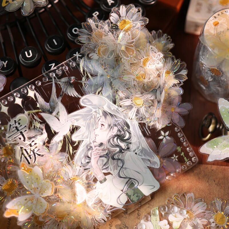 YIERマステ【小花杂货铺】4cm×6M（120cmループ）貝殻光 型抜き