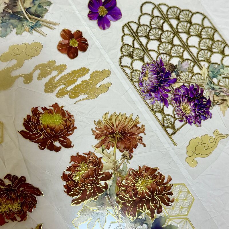 QYマステ5月新作 菊日和・金箔 6cm×5M 立体金箔押し