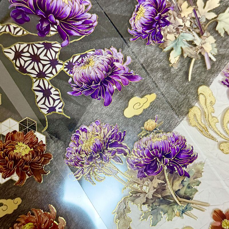 QYマステ5月新作 菊日和・金箔 6cm×5M 立体金箔押し