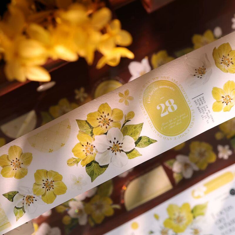 YIERマステ【奶油梨花】5.5cm×6M（150cmループ）貝殻光 型抜き