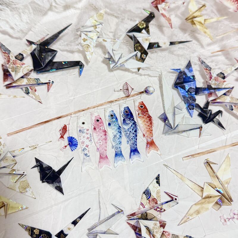 QYマステ12月新作 千羽鶴 貝殻光