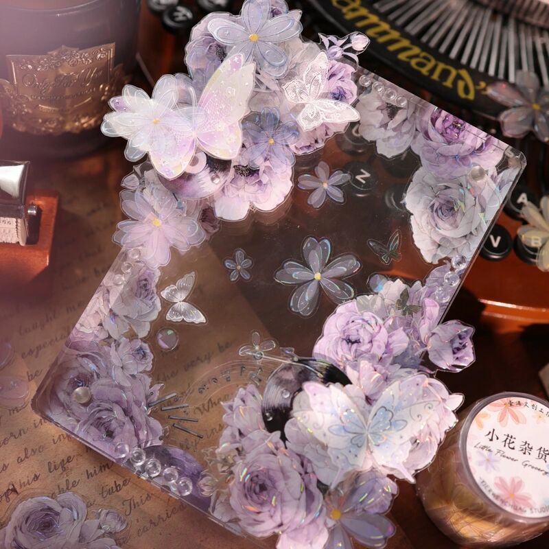 YIERマステ【小花杂货铺】4cm×6M（120cmループ）貝殻光 型抜き