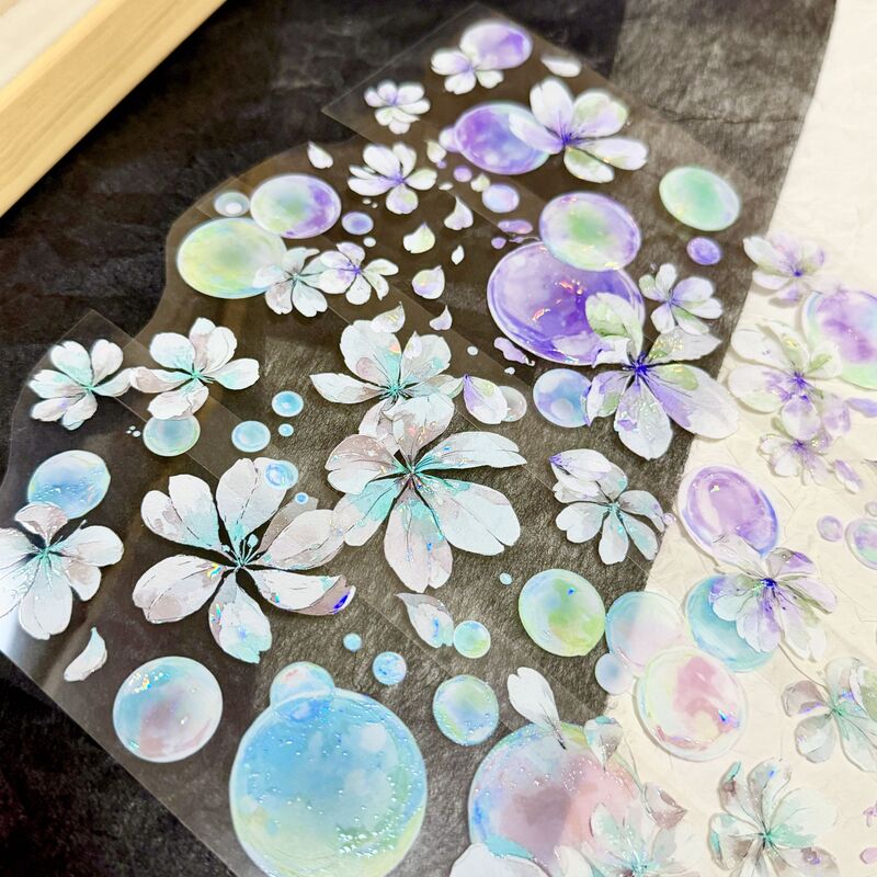 QYマステ5月新作 花と雫 6cm×5M 貝殻光