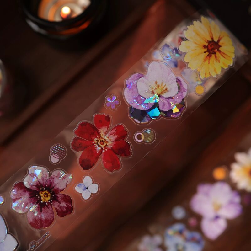 YIERマステ【小彩条】3.5cm×3M（300cmループ） 貝殻光 型抜き