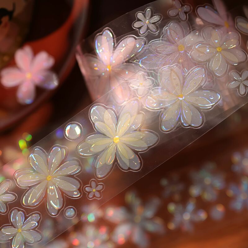 YIERマステ【小花杂货铺】4cm×6M（120cmループ）貝殻光 型抜き