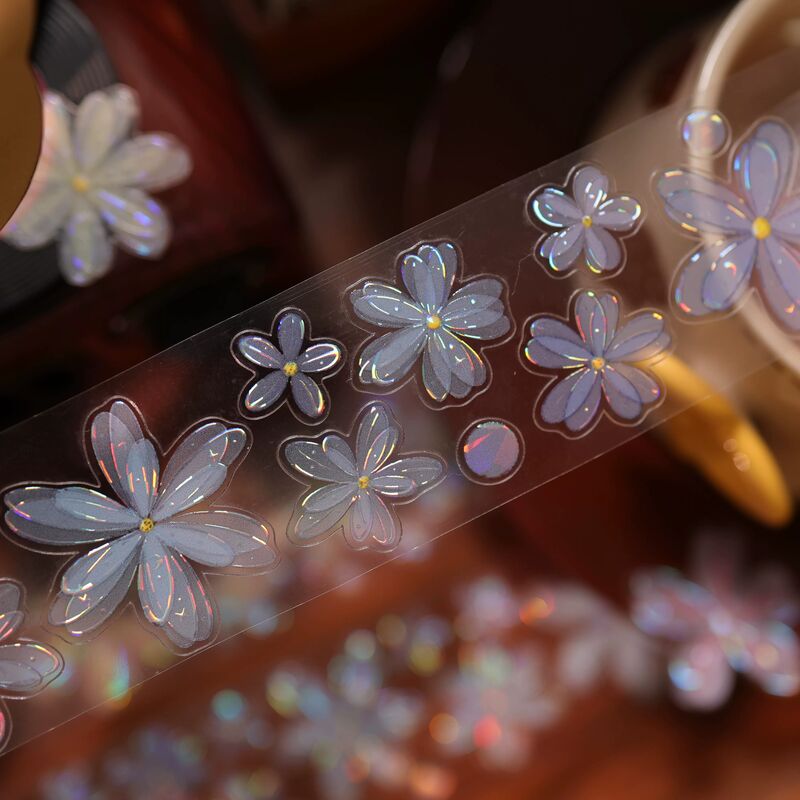 YIERマステ【小花杂货铺】4cm×6M（120cmループ）貝殻光 型抜き