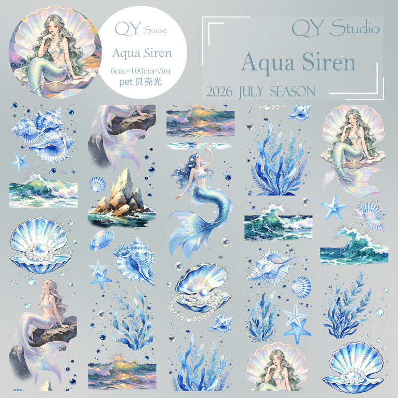 QYマステ7月新作 Aqua Siren 6cm×5M 貝殻光