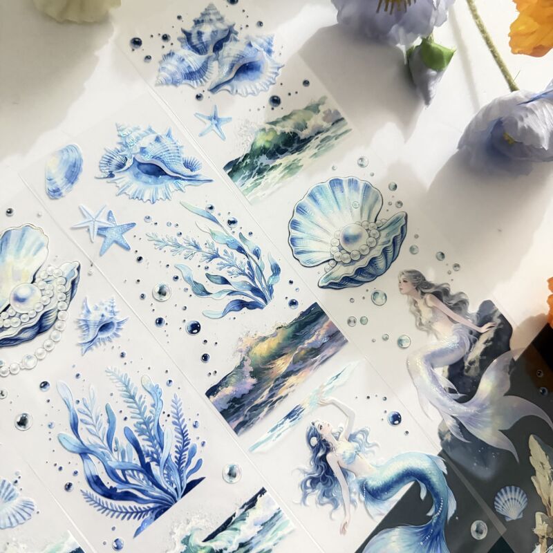 QYマステ7月新作 Aqua Siren 6cm×5M 貝殻光