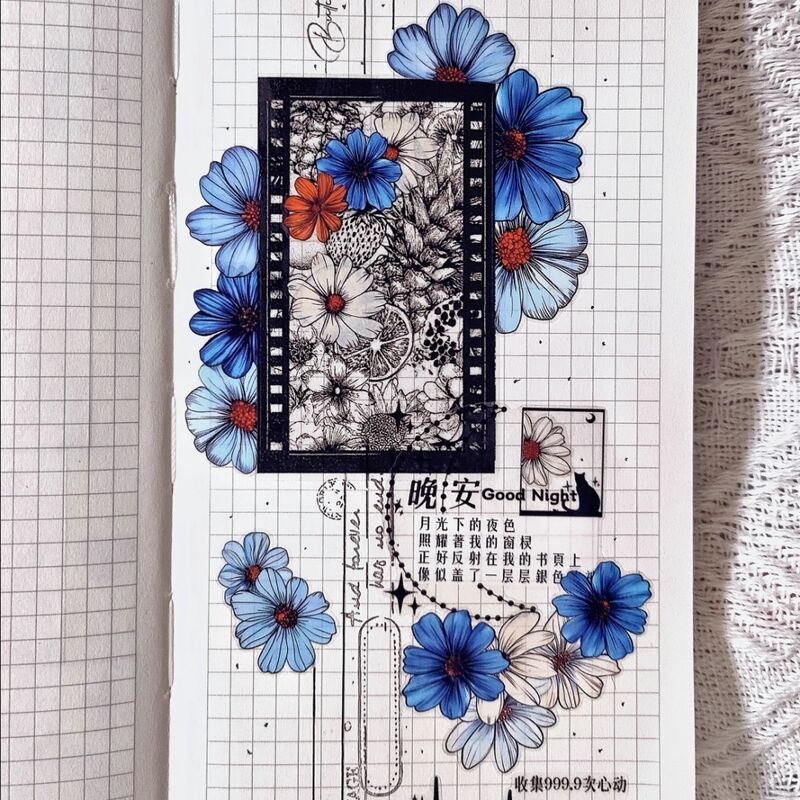 DXSマステ《花卉忆彩》6cm×3M(50cmループ)PET・型抜き