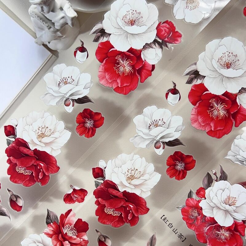 DXSマステ《红白山茶》6cm×3M(50cmループ)PET・型抜き