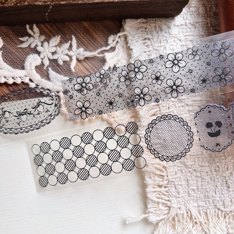 QYマステ8月新作Lace & Ribbon 3cm×5M（5色500cmループ） PET
