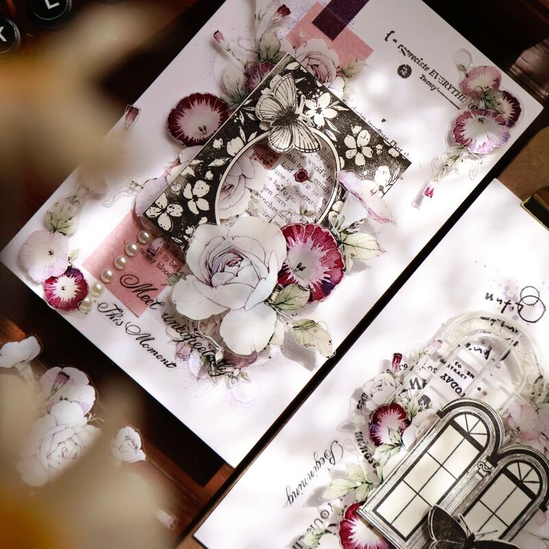 YIERマステ【推窗见花-粉】PETダイカット