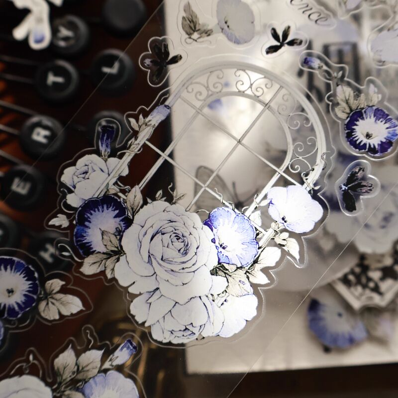 YIERマステ【推窗见花-蓝】PETダイカット