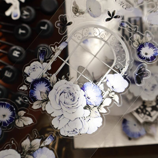 YIERマステ【推窗见花-蓝】PETダイカット