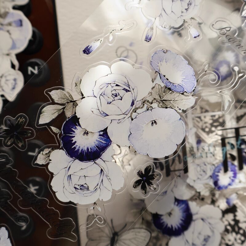 YIERマステ【推窗见花-蓝】PETダイカット