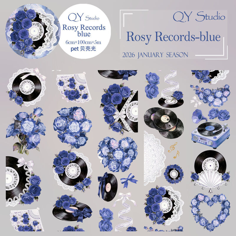 QYマステ2月新作Rosy Records-blue 6cm×5M 貝殻光