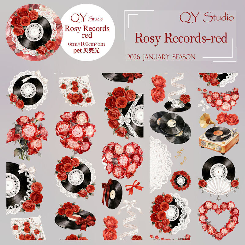 QYマステ2月新作Rosy Records-red 6cm×5M 貝殻光