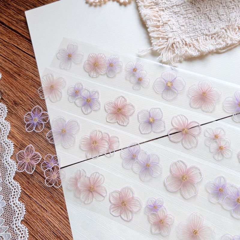 QYマステ8月新作Sketch Petals 3cm×5M（5色500cmループ） PET